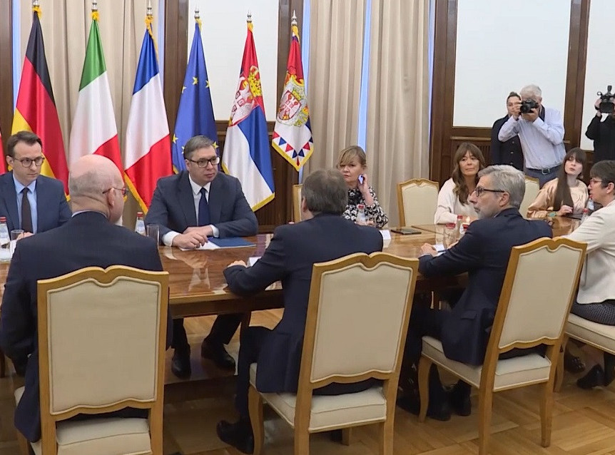 Predsednik Vučić se sastao sa Emanuelom Žiofreom i ambasadorima Nemačke, Francuske i Italije