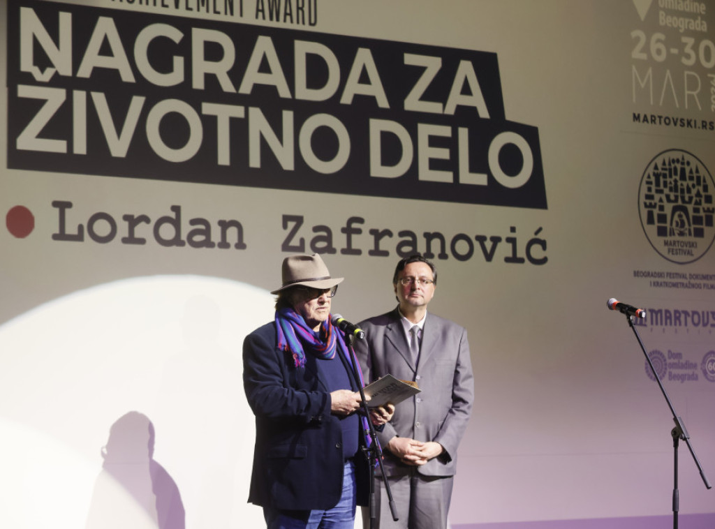 Lordanu Zafranoviću uručena nagrada za životno delo Martovskog festivala