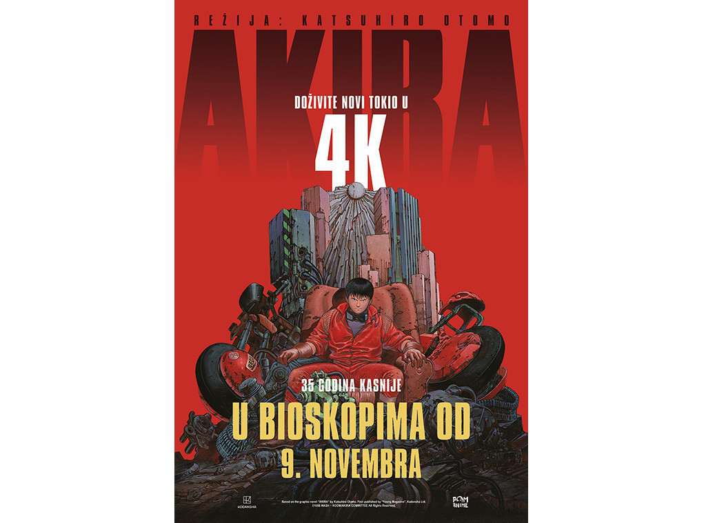 Restaurirana verzija japanskog animiranog klasika "Akira" biće premijerno prikazana 9. novembra u Beogradu
