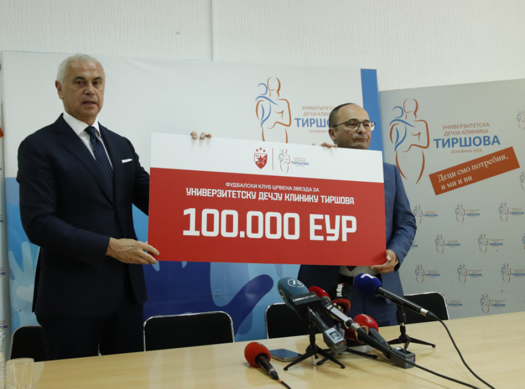 FK Crvena zvezda donirao 100.000 evra Dečijoj klinici u Tiršovoj