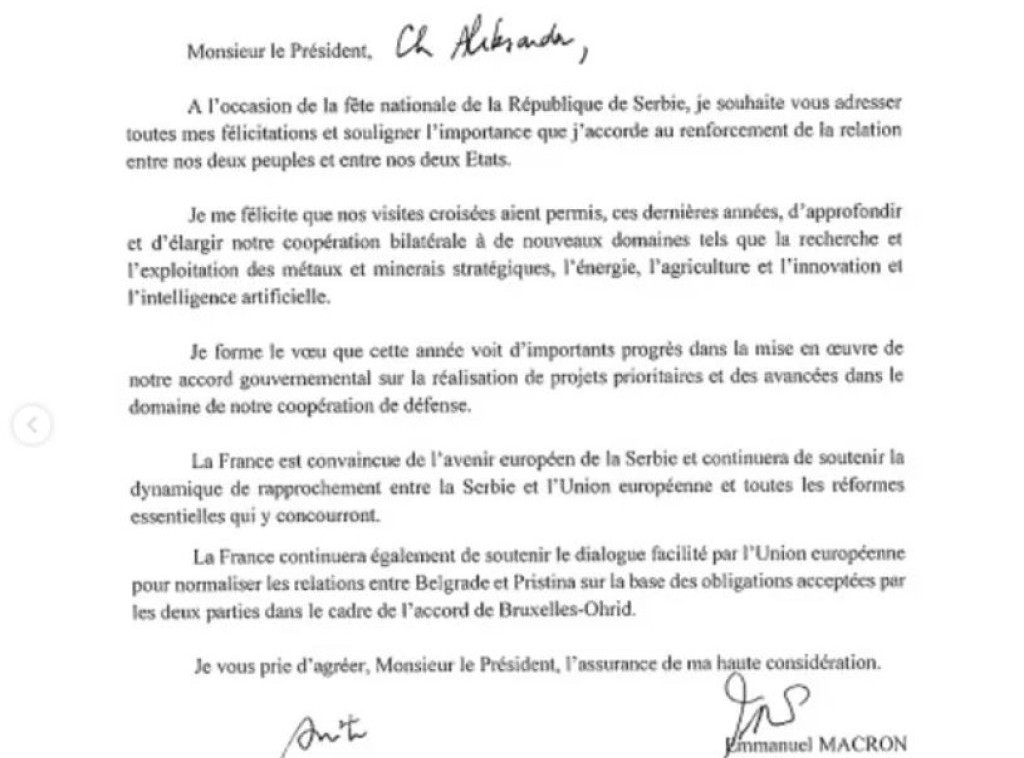 Makron čestitao Dan državnosti Srbije: Francuska je uverena u evropsku budućnost Srbije
