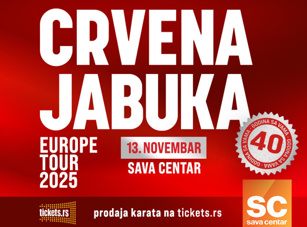 Grupa Crvena jabuka slavi 40 godina karijere koncertom 13. novembra u Sava centru