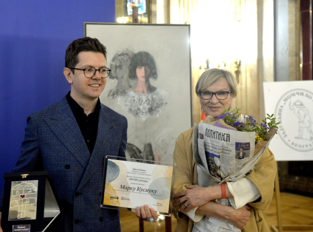 Nagrada "Momo Kapor" uručena slikaru Marku Kusmuku u Skupštini grada Beograda