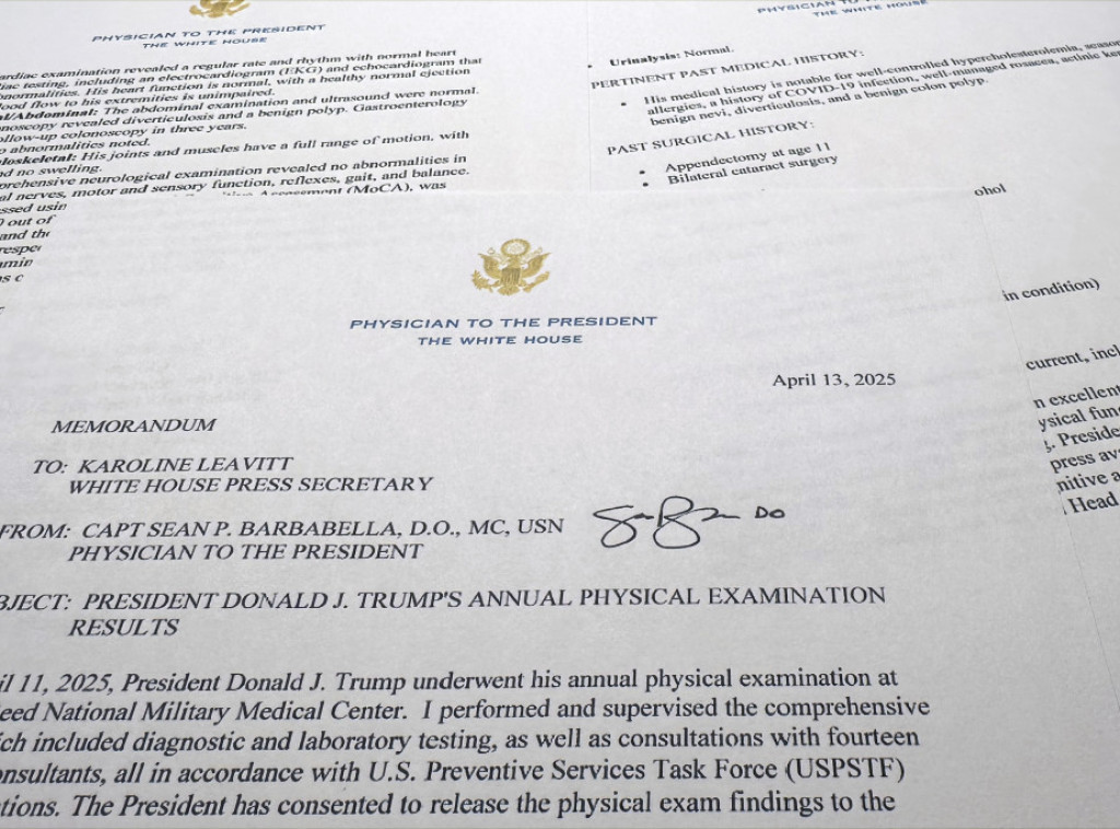 Bela kuća: Predsednik Tramp u odličnom zdravstvenom stanju