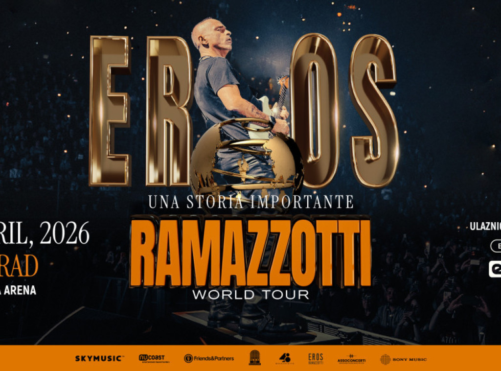 Italijanski muzičar Eros Ramacoti nastupa 26. aprila 2026. godine u Beogradskoj areni