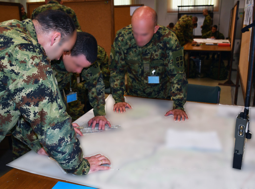 U Centru za obuku putem simulacija Vojske Srbije u Beogradu u toku vežba bataljona "Grifoni"