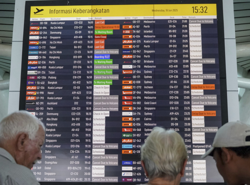 Nekoliko letova za Bali otkazano ili odloženo zbog erupcije vulkana