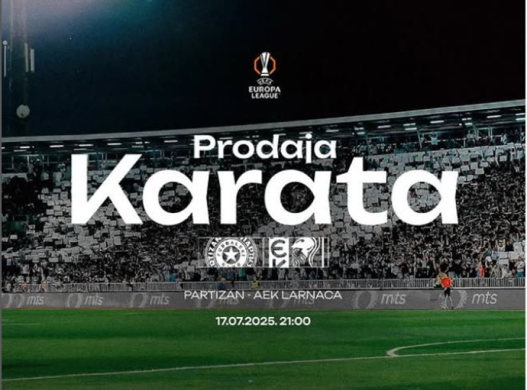Sutra počinje prodaja ulaznica za utakmicu Partizan - AEK Larnaka