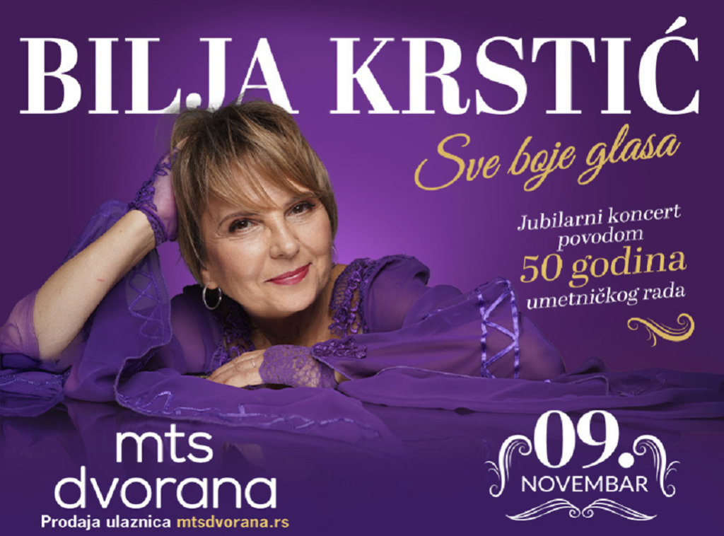 Muzičarka Biljana Krstić slavi 50 godina karijere koncertom 9. novembra u MTS dvorani