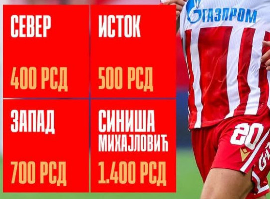 FK Crvena zvezda: U prodaji ulaznice za utakmicu protiv Radničkog iz Kragujevca
