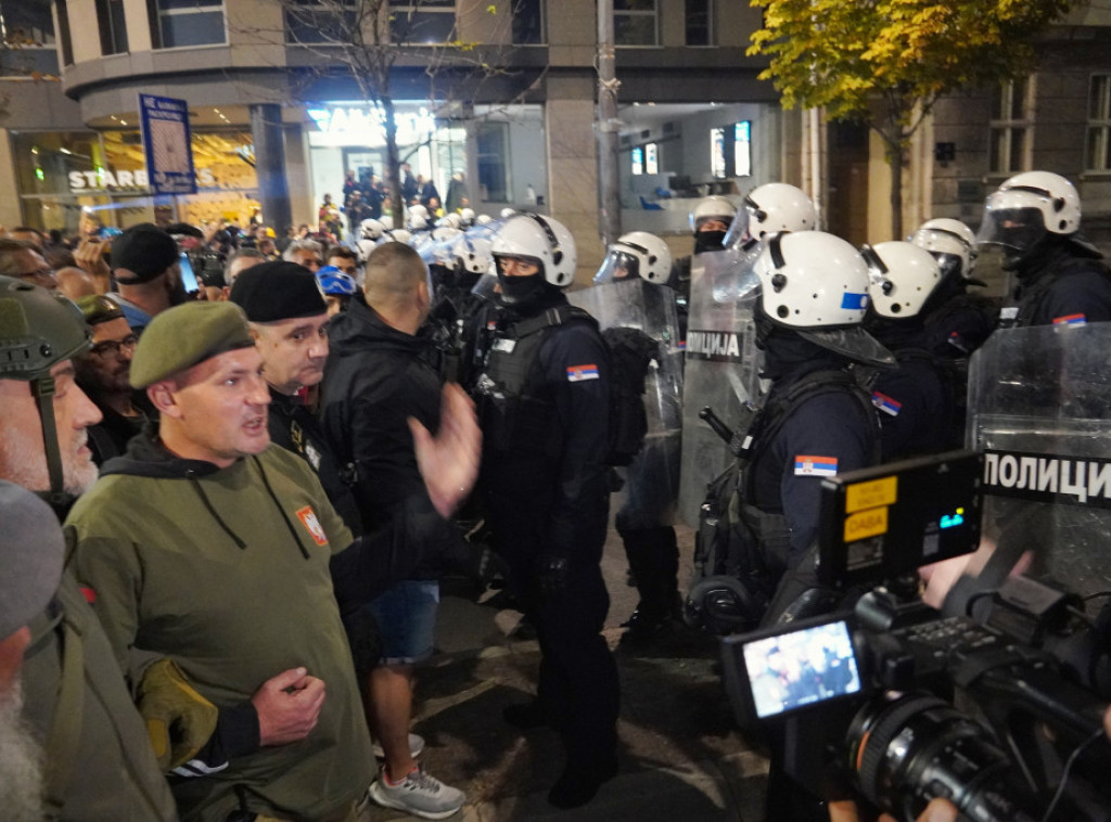 Police detain 37 people for disturbing public order outside Serbian parliament building