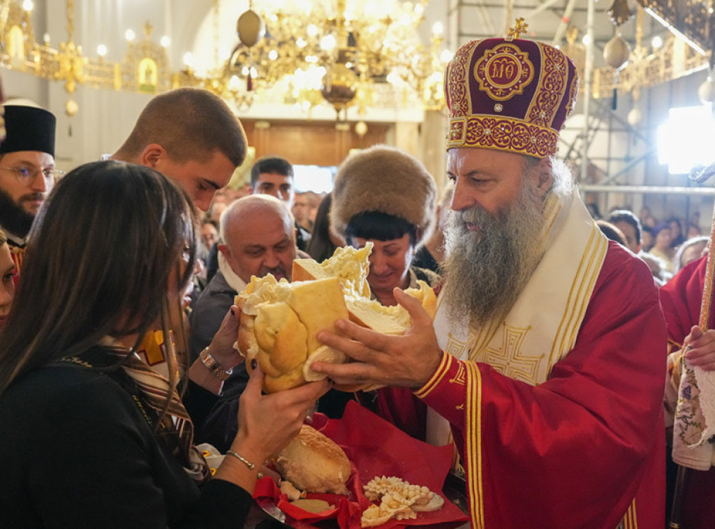 Patrijarh Porfirije na slavi hrama Svetog velikomučenika Dimitrija na Novom Beogradu