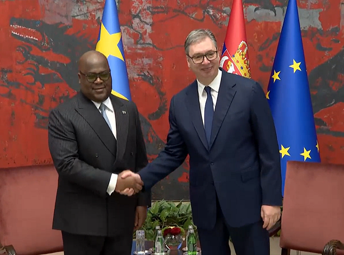 Počeo sastanak Vučića sa predsednikom DR Konga u Palati Srbija