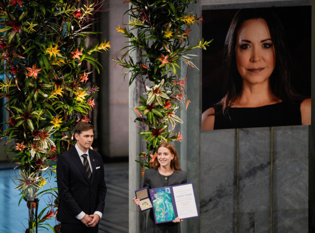 Ćerka Marije Korine Mačado primila Nobelovu nagradu za mir u ime majke