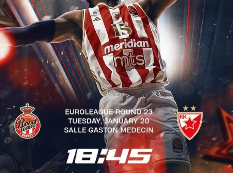 Košarkaši Crvene zvezde posle produžetaka savladali Monako u 23. kolu Evrolige