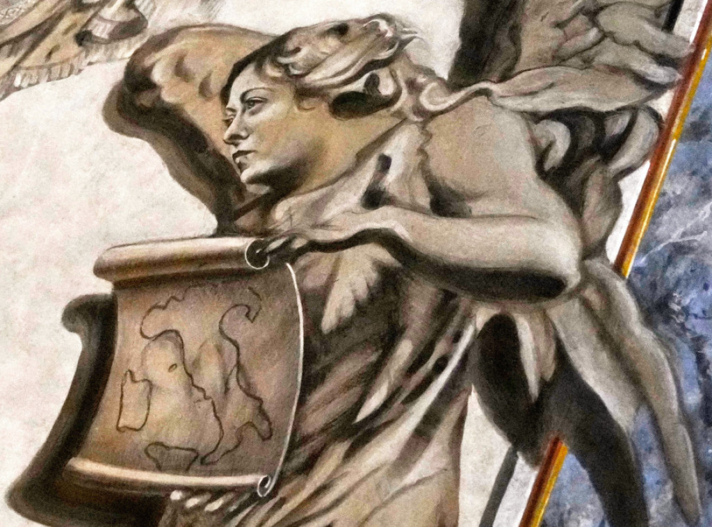 Restaurirani anđeo sa licem Đorđe Meloni uklonjen sa zidne slike u crkvi u Rimu