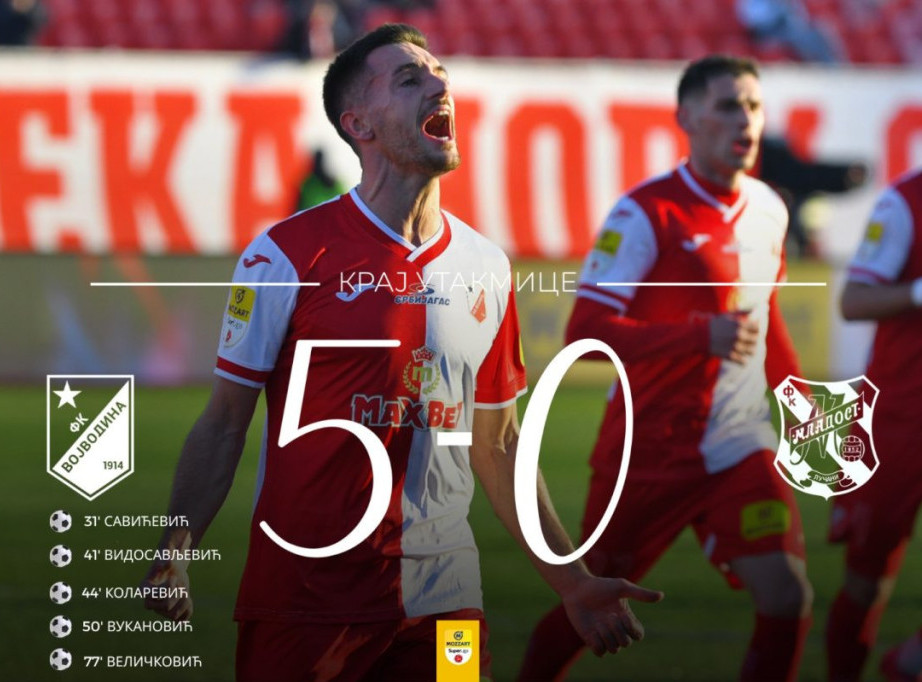 Fudbaleri Vojvodine ubedljivo savladali Mladost iz Lučana