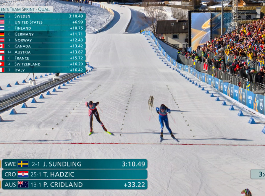 Pas prekinuo olimpijsku ekipnu sprint trku za žene, u završnici trke prošao kroz cilj