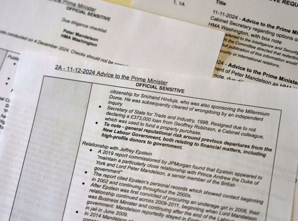 Britanska Vlada objavila prvu seriju dokumenata o Mandelsonu
