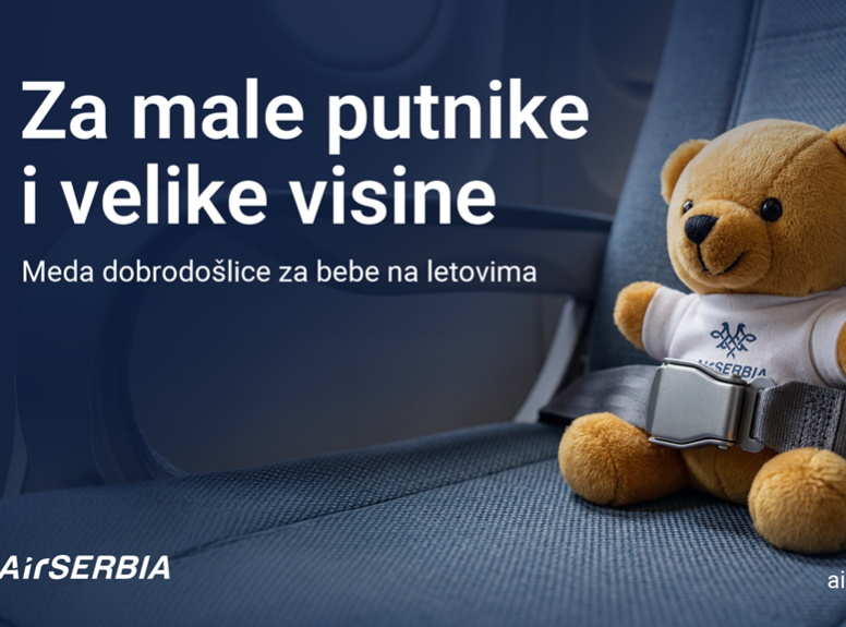 Bebe na letovima Er Srbije ponovo će dobijati plišanog medu kao znak dobrodošlice