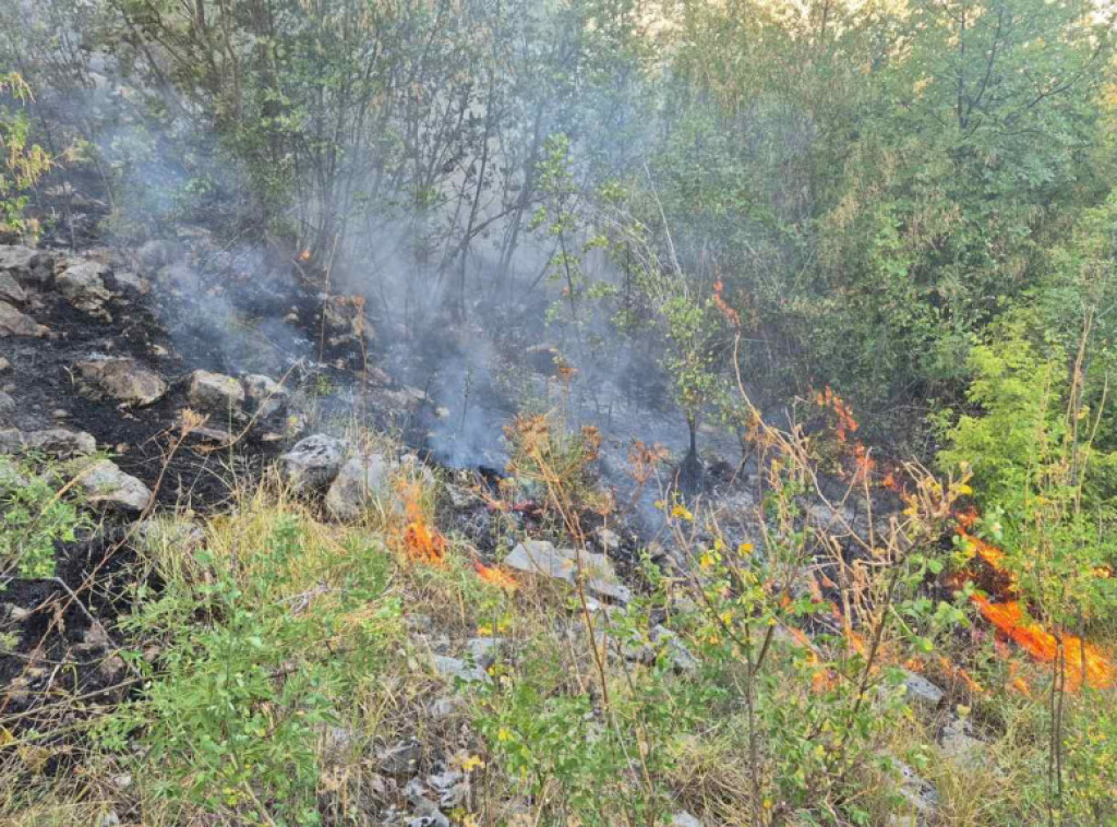 Deo požara u trebinjskim selima približio se putu, vatrogasci na terenu