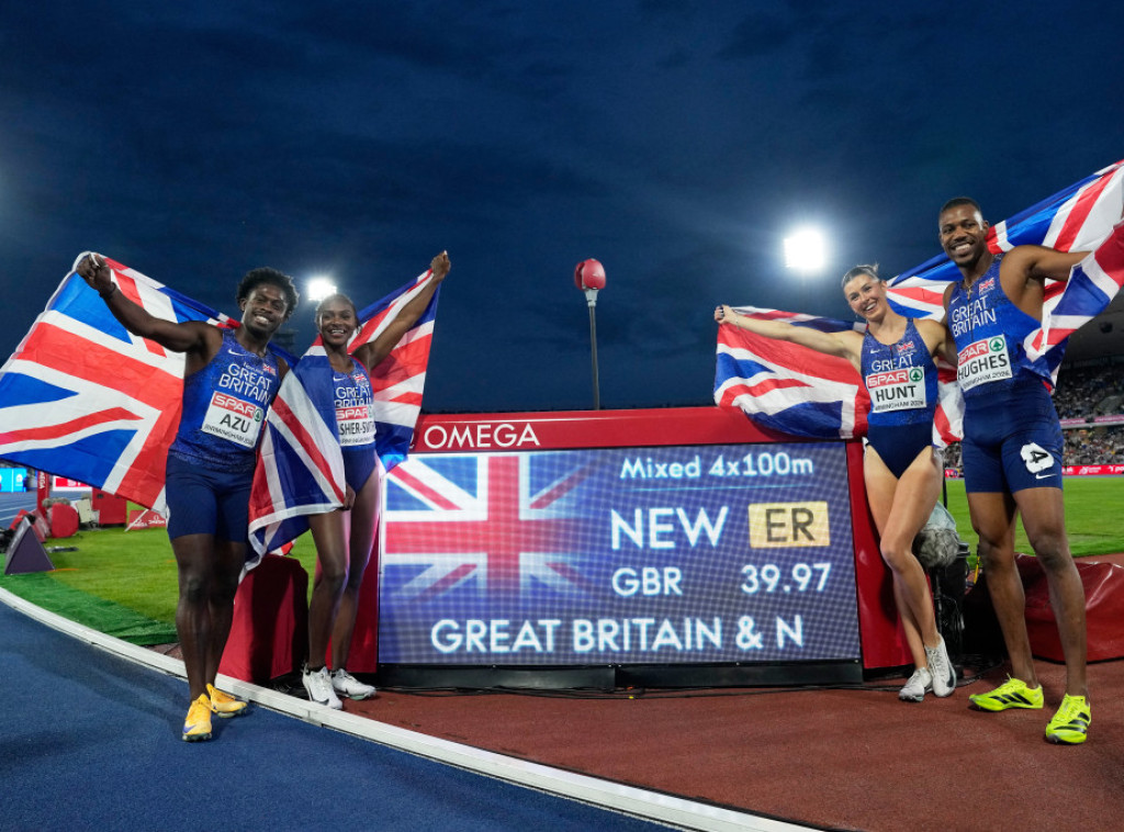 Mešovita štafeta Velike Britanije osvojila zlato na 4x100 metara na EP u atletici
